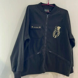 [L] Grenade military Green Military  Bomber Fleece Jacket-NWOT